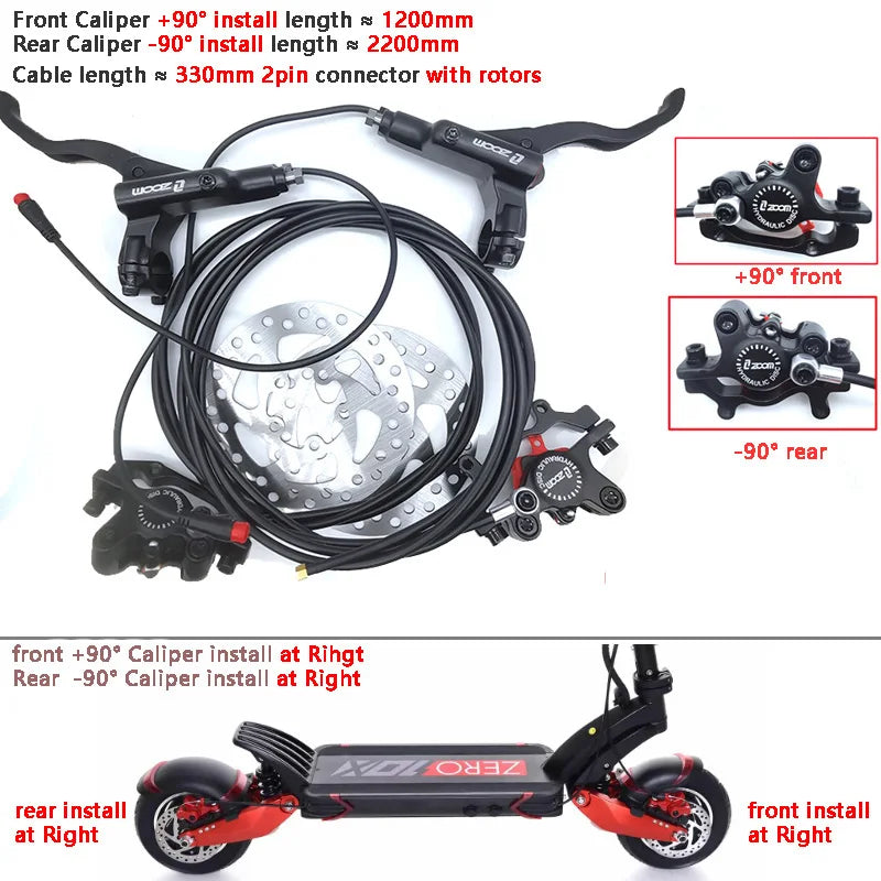 ZOOM Hydraulic Disc Brake Upgrade Kit for E-Scooters & E-Bikes
