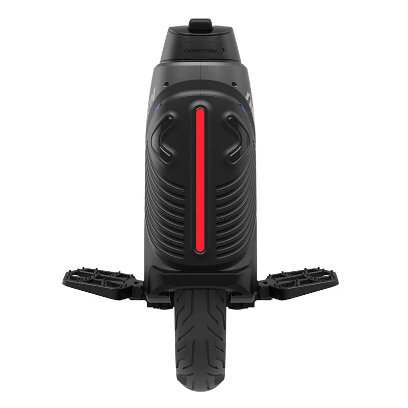 INMOTION V9 electric unicycle front view with red center light and tire