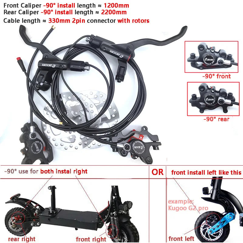 ZOOM Hydraulic Disc Brake Upgrade Kit for E-Scooters & E-Bikes