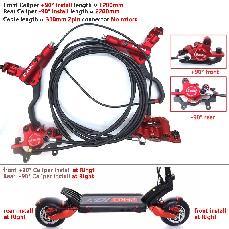 ZOOM Hydraulic Disc Brake Upgrade Kit for E-Scooters & E-Bikes
