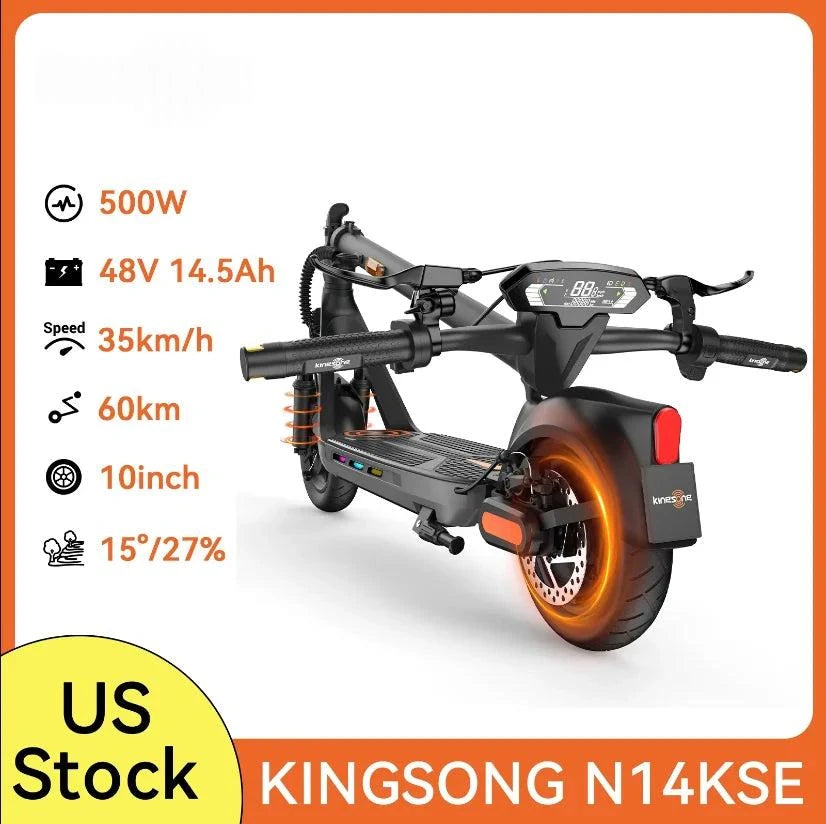 Black electric scooter with 10-inch tires and handlebar display