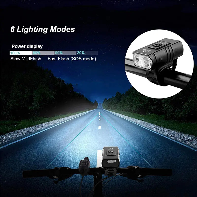T6 LED Front & Rear Bike Light Set – USB Rechargeable Cycling Light Combo