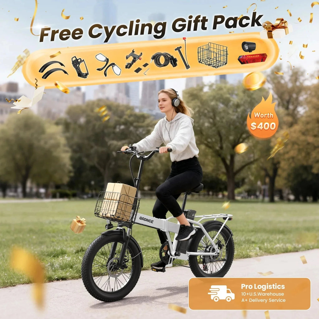 QRONGE Fat Tire Folding E-Bike
