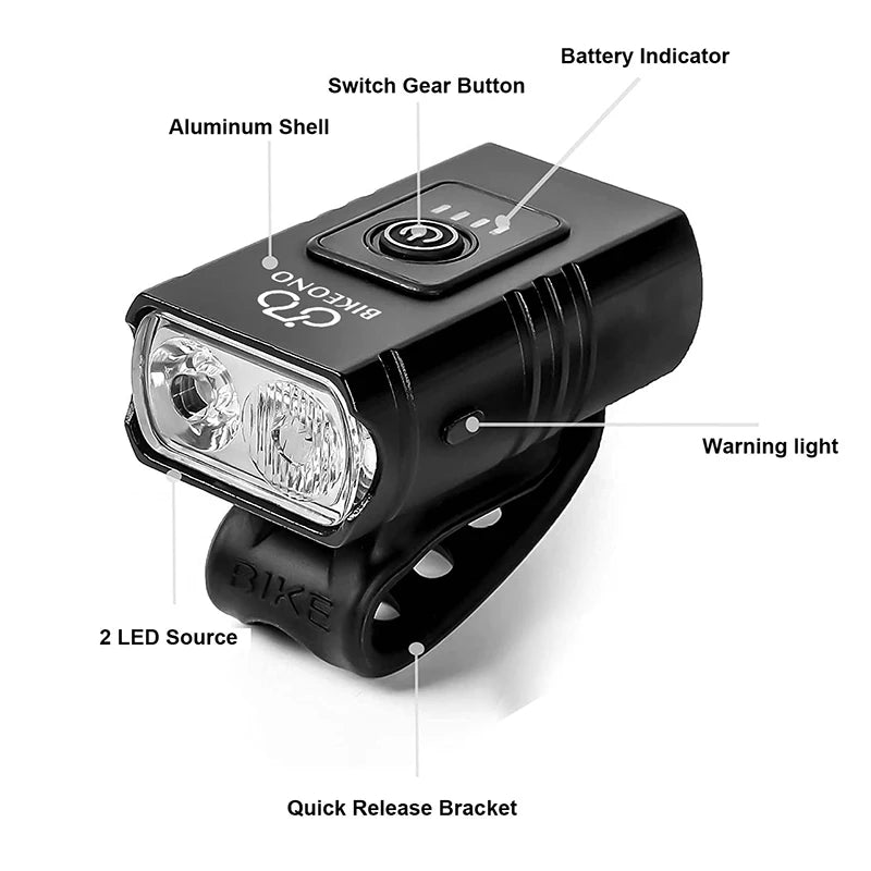 T6 LED Front & Rear Bike Light Set – USB Rechargeable Cycling Light Combo