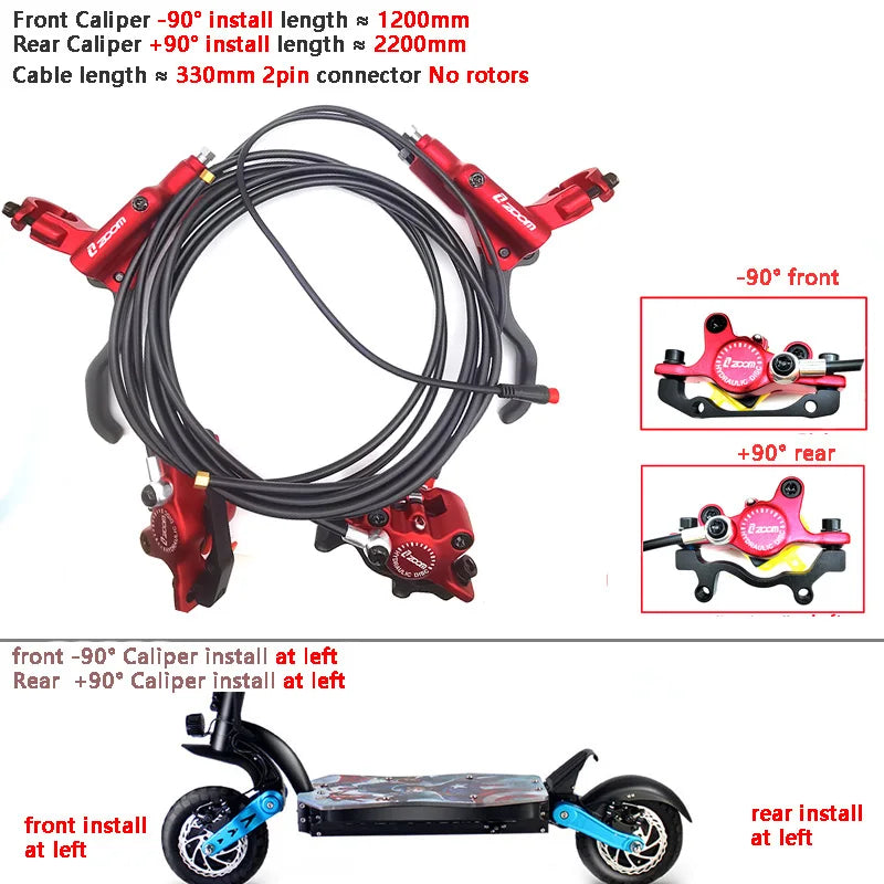 ZOOM Hydraulic Disc Brake Upgrade Kit for E-Scooters & E-Bikes