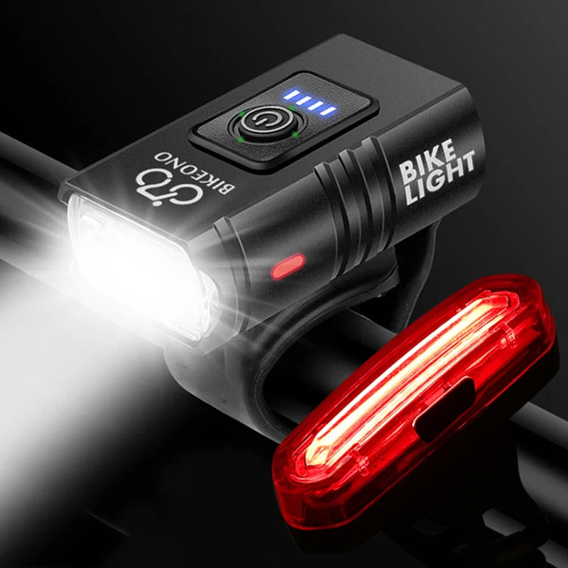 T6 LED Front & Rear Bike Light Set – USB Rechargeable Cycling Light Combo