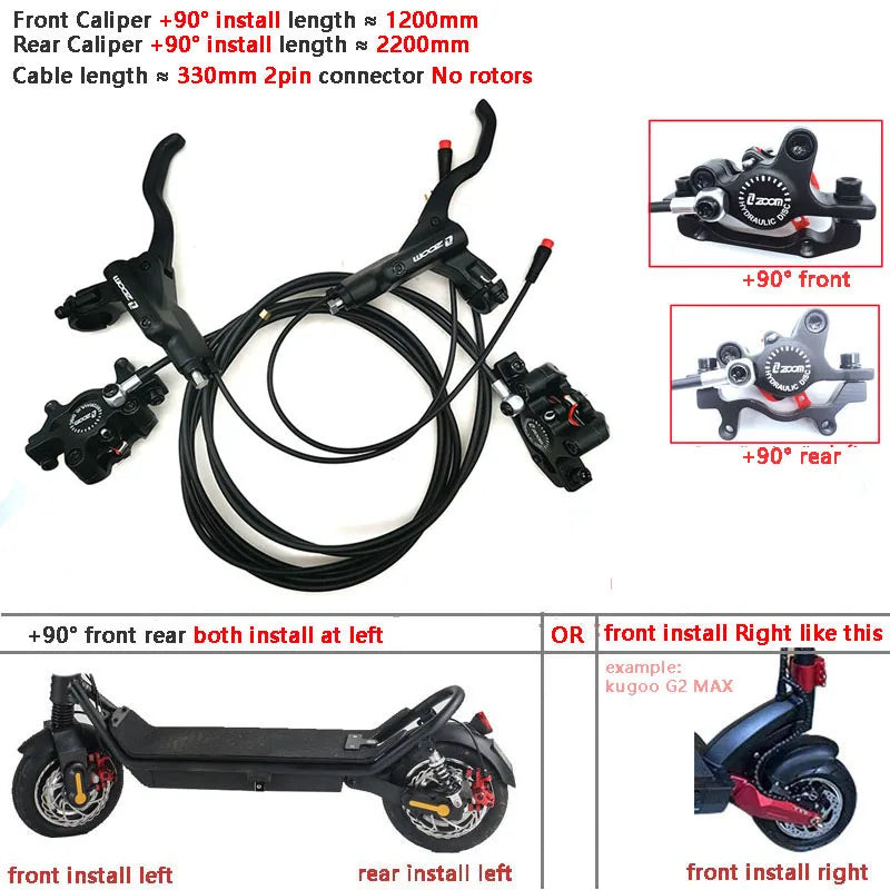 ZOOM Hydraulic Disc Brake Upgrade Kit for E-Scooters & E-Bikes