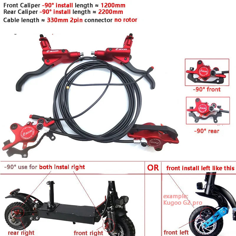 ZOOM Hydraulic Disc Brake Upgrade Kit for E-Scooters & E-Bikes