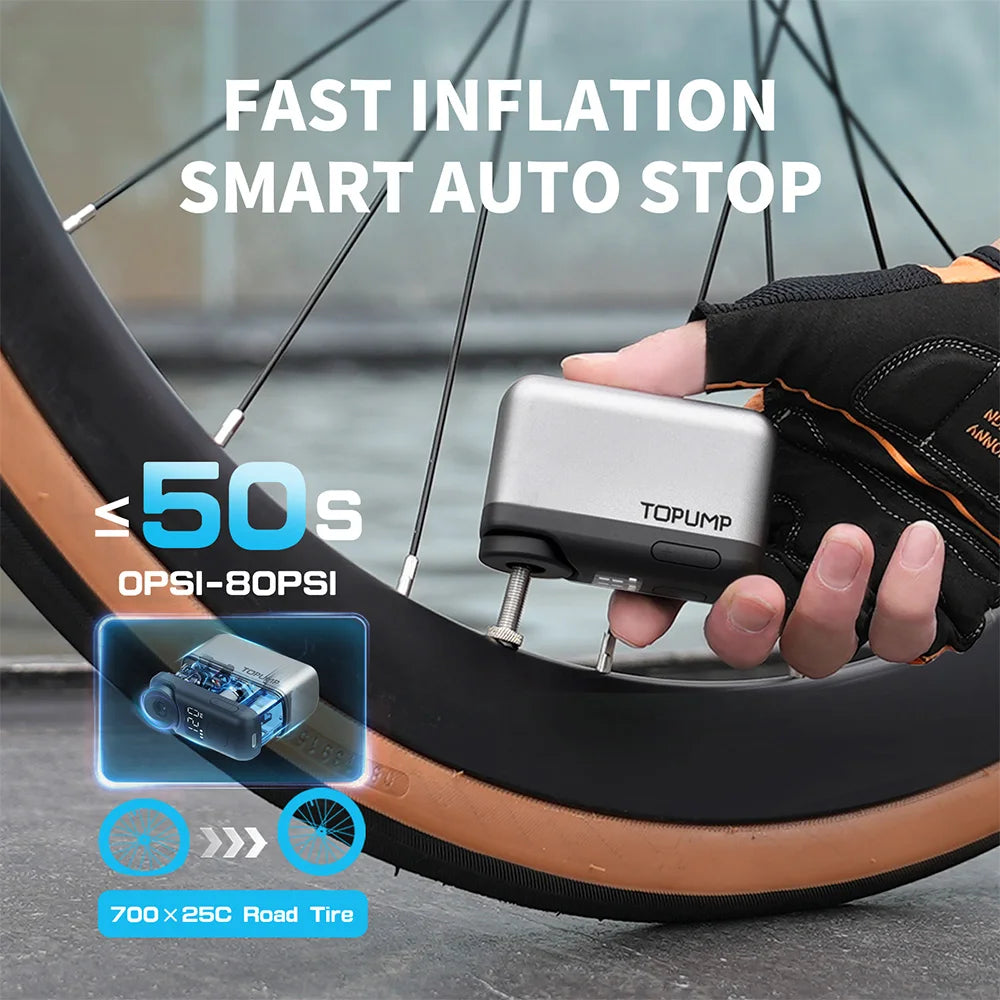 TOPUMP TB2 PRO Cordless Electric Tire Inflator – 120PSI with Digital Screen