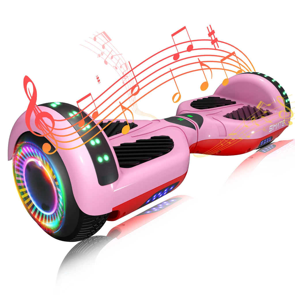 SIMATE 6.5" Hoverboard with Bluetooth Speaker & LED Wheels — Safe for Kids 7+