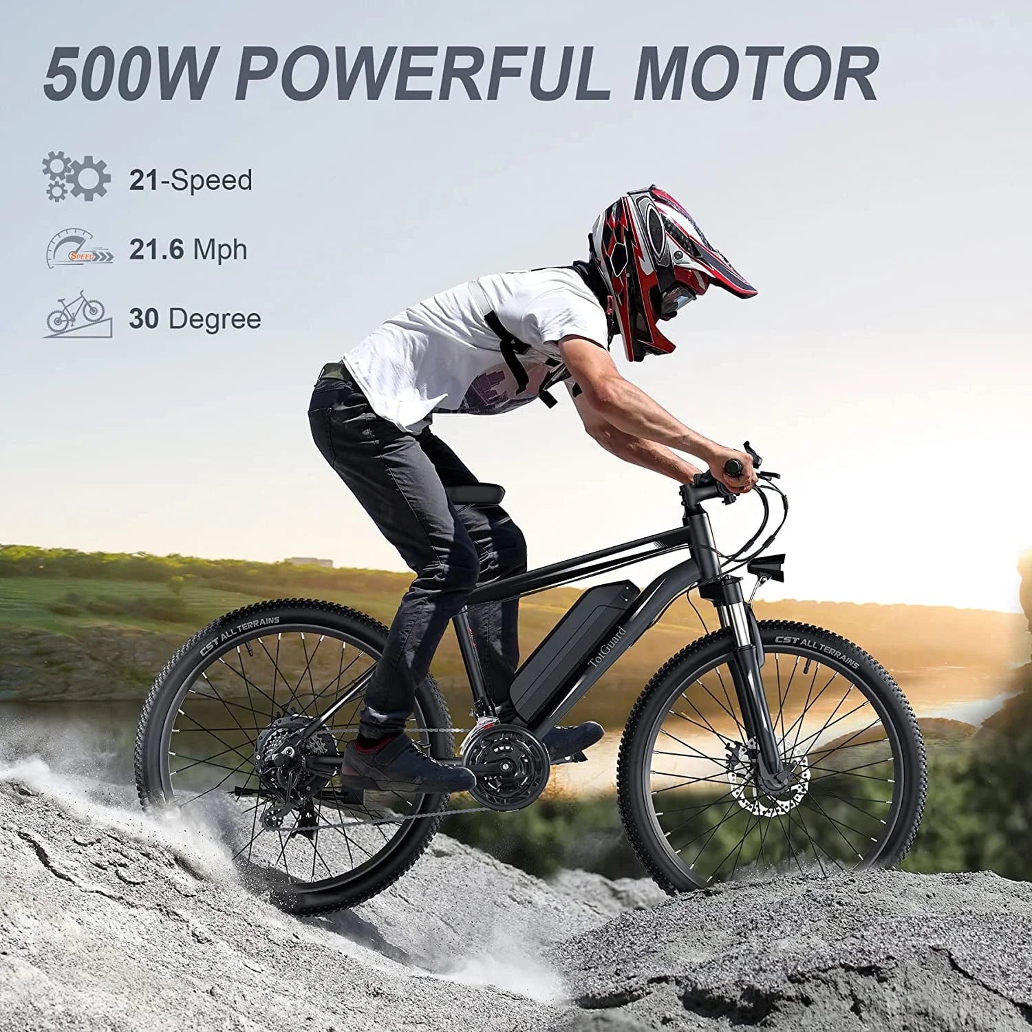 Electric Bike for Adults 27.5" E-Bike with 500W Motor, Electric Mountain Bike with 48V 10Ah Battery, Lockable Suspension Fork, Shimano 21 Speed Gears UL2849
