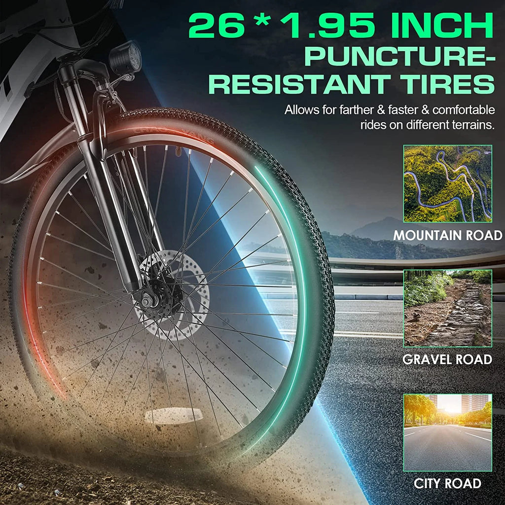 Electric Bike for Adults 26" Electric Mountain Bike 500W Cruise Control Electric Commuter Bike 21 Speed with Removable 48V Battery up to 50 Miles