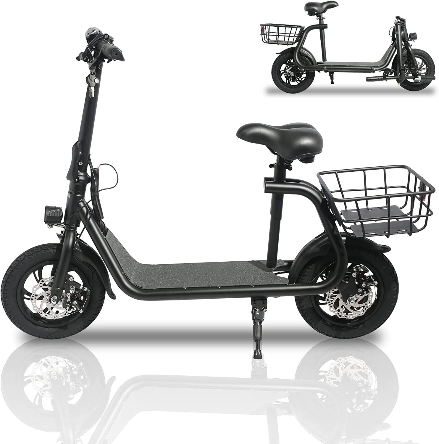 450W Sports Electric Scooter Adult with Seat Electric Moped Ebike E-Scooter