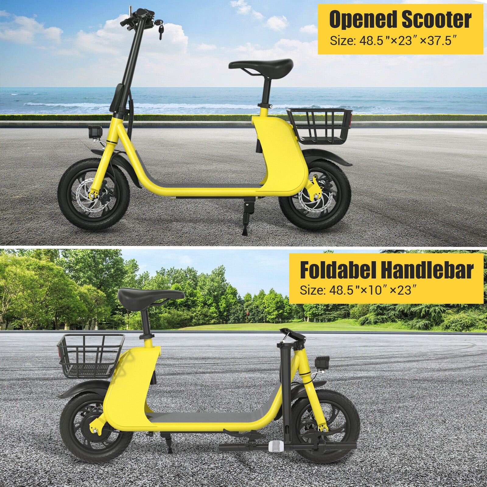 450W Sports Electric Scooter Adult with Seat Electric Moped Ebike E-Scooter