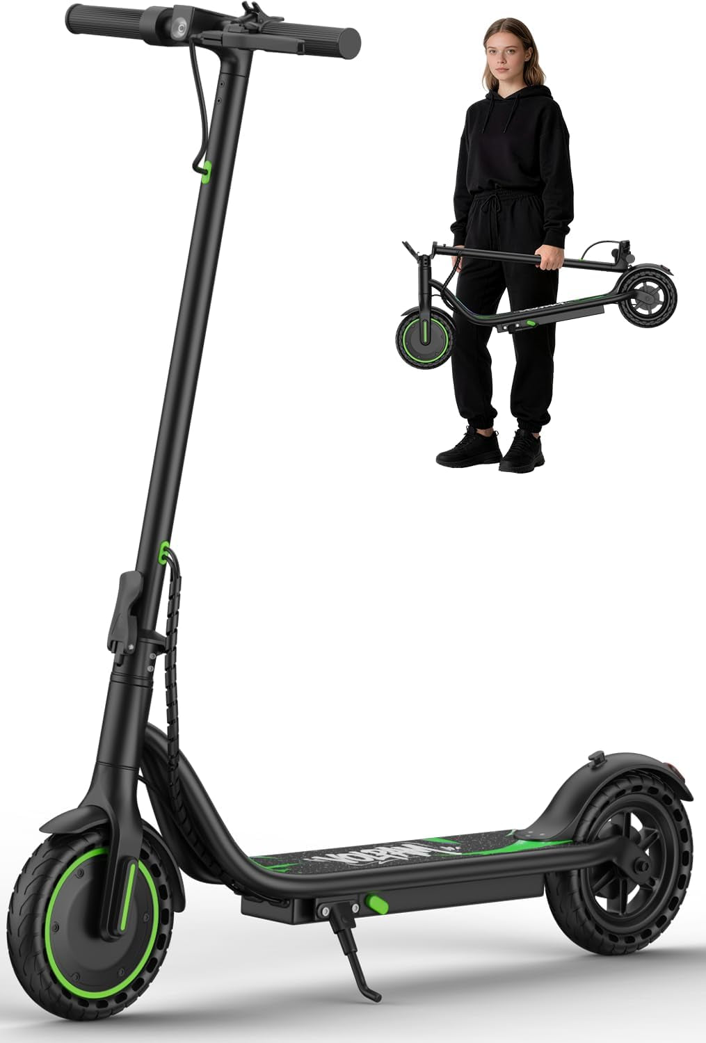 Adult Electric Scooter, 350W/500Wmotor, 8.5"/10" Solid Tires, 19/22Mph, 32/28/23/21/18/16Miles Max Range, Dual Braking