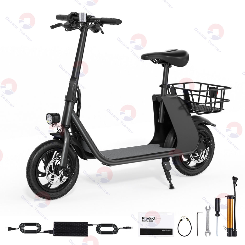450W Sports Electric Scooter Adult with Seat Electric Moped Ebike E-Scooter