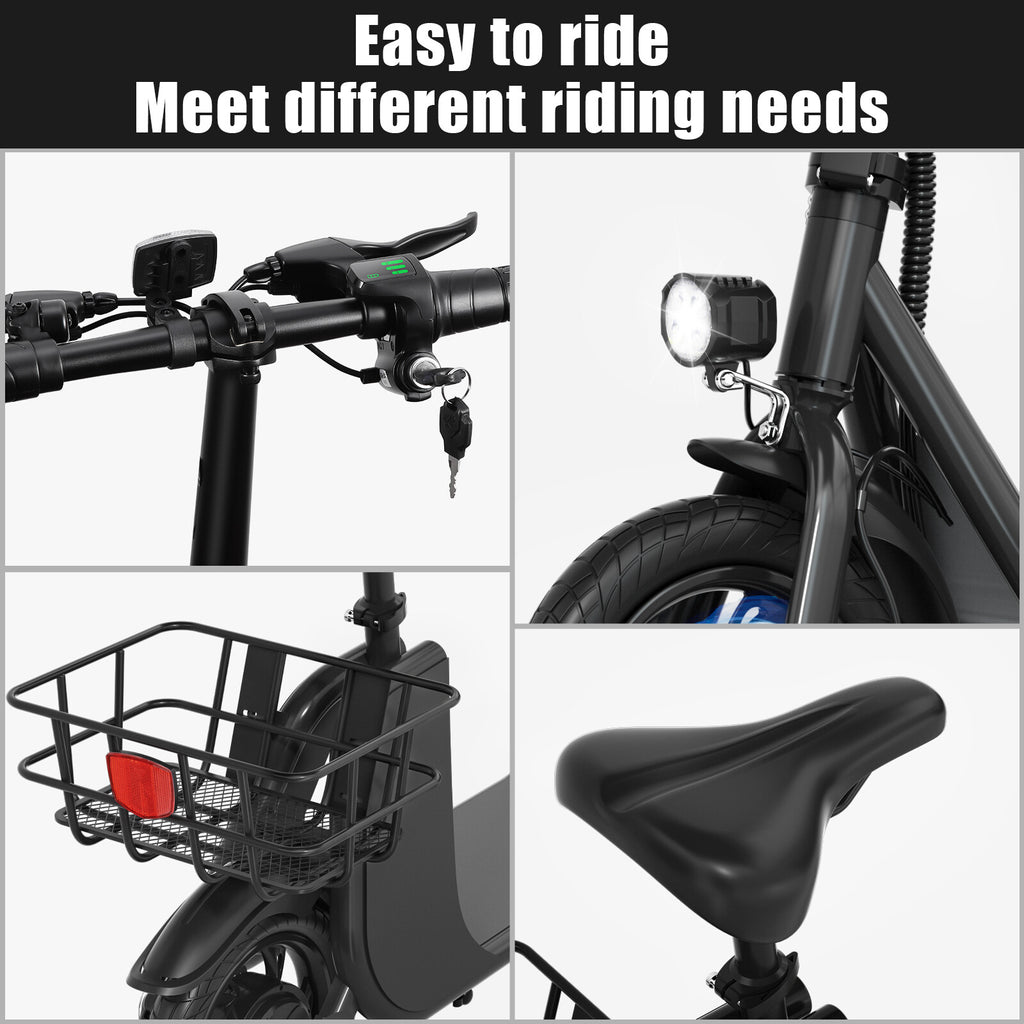 450W Sports Electric Scooter Adult with Seat Electric Moped Ebike E-Scooter