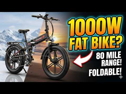 1000W Fat Tire Electric Bike 20" 80-Mile Range 30MPH 7-Speed